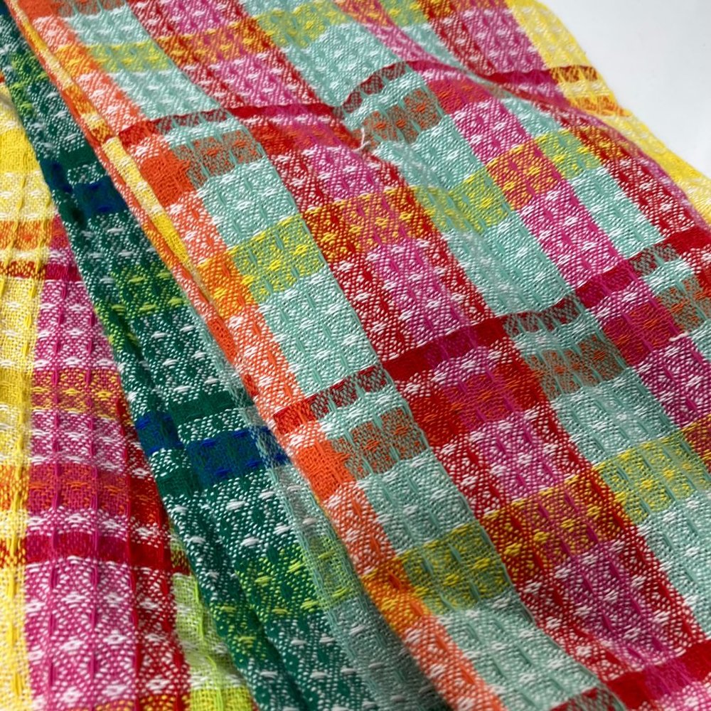 100% Cotton Kitchen Towels Waffle Spring Colors Pink Yellow Green - Picture 8 of 13